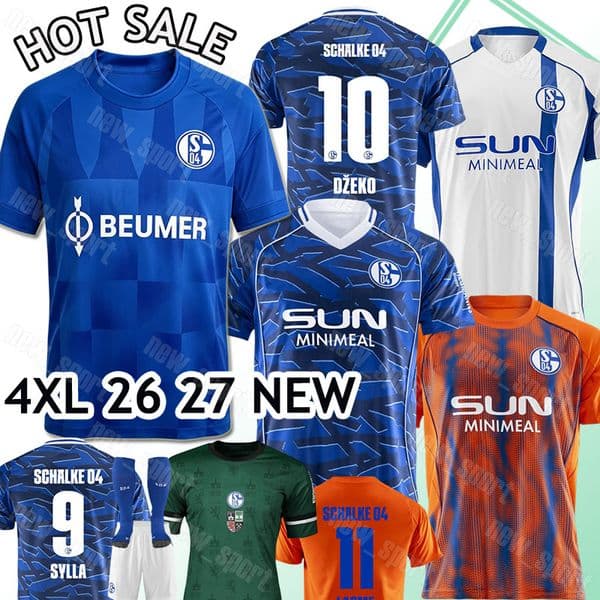 4XL 25/26/27 DZEKO Schalke 04 FC Soccer Jerseys 150th SYLLA GOMIS LASME ANTWI-ADJEI REMMERT HOJLUND EL-FAOUZI LJUBICIC KARAMAN men kids kits sets Football Shirts