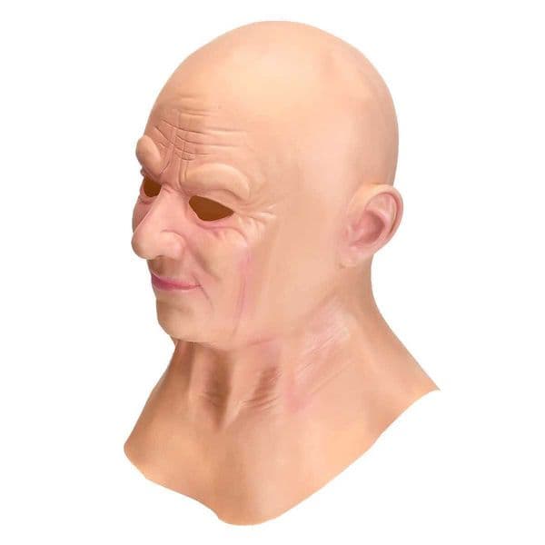 Old Grandpa Funny Mask Halloween Human Face Headgear With Wig Headdress Old Man Cosplay Dress Up Props For Holiday Masquerade Carnival Party