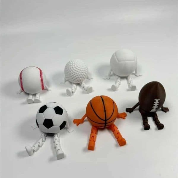 Articulated Sports Ball Figurines Creative Golf Soccer Basketball Decor Home Office Movable Joint Desktop Ornaments Idear Gift X260504