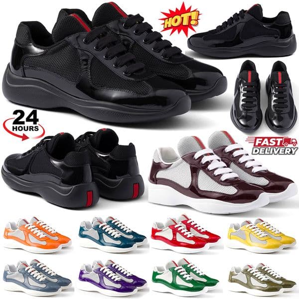 American Cup Sneakers Designer Shoes for Men Women Luxury Americas Biker Fabric Outdoor Trainers Patent Leather big size 47 48