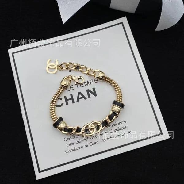 Designer Jewelry double C black leather rope bracelet women thick chain fashion snake bone bracelet cc channels bracelet