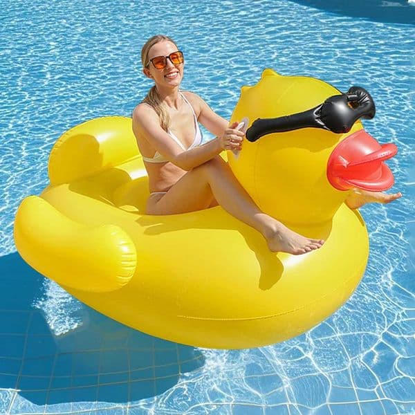 1PC Inflatable Glasses Little Yellow Duck Swimming Pool Floating Pad With Stable Legs And Wings Oversized Riding Floating Pad X260504 thumbnail 2