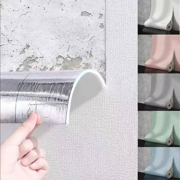 3D Self-Adhesive Linen Wallpaper Continuous Stickers Living Room Bedroom Kitchen Cabinet Waterproof Wall Sticker