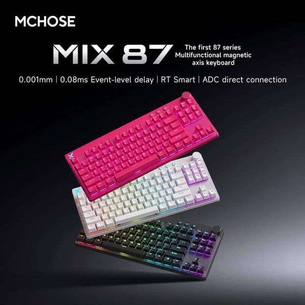 MCHOSE MIX87 Magnetic Switch Mechanical Keyboards RGB 8000Hz 0.001mmRT Custom Wired Gaming Keyboard PC E-Sports Accessory Gifts S260430