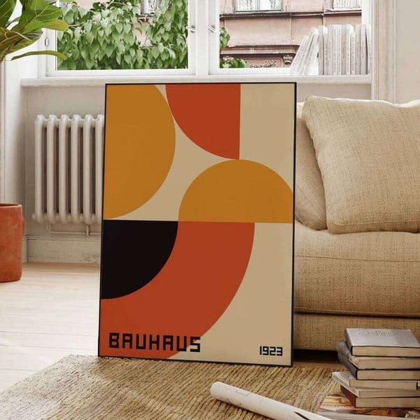 Modern Geometry Abstract Bauhaus Warm Colors Wall Art Aluminum Frame Prints Canvas Painting Poster Living Room Home Decor 26H0505