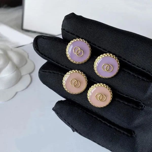 High-end Designer Letter Stud Earring Pink Round inlay Diamond Crystal Real Gold Plated Copper Stamps Earrings Wedding Party Luxury Jewelry Love Gifts