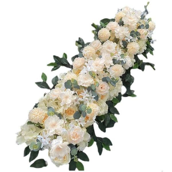 Luxury Cm White Rose Artificial Flower Row Wedding Table Centerpiece Flowers Backdrop Wall Arches Decor Party Stage Floral Hot