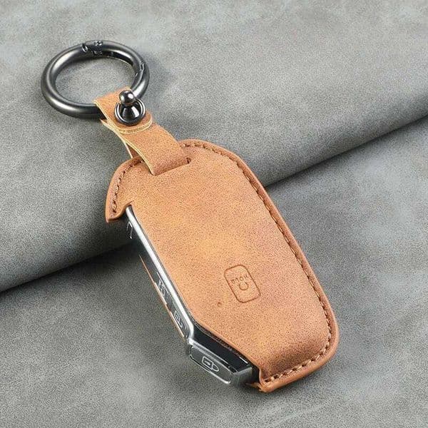 5 Buttons Leather Car Key Case Cover Shell for Kia Telluride SX Sportage R 2022 K5 GT Line 2021 Seltos 2020