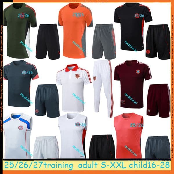 25 26 27 Bayern MunichS football short sleeved suit tracksuit 2026 2027 SANE KANE men kids BayernS Football Shirt short sleeve training set shirt vest suit child kids