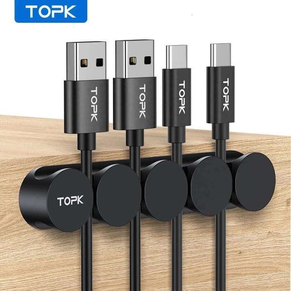 TOPK Organizer Clips Cord Holder 20 Packs Self Adhesive Cable Management for Cable/Power Cord/Wire, Car Desk Home & Office