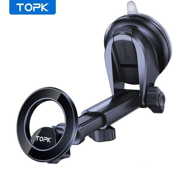 TOPK Magnetic Mount for magsafe,N52 Strong Magnet Dashboard Suction Cup Car Phone Holder & Adjustable Telescopic Arm