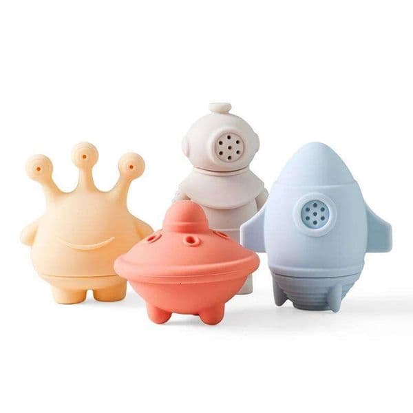 Bath Animal Cartoon Astronauts Play With Water Toys No BPA Swim Bathroom Baby Silicone Sprinkler Bathtub Toy 26W0505
