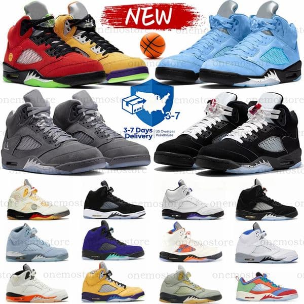 New 5s black metallic 2025 Wolf Grey 5 Basketball Shoe Men Outdoor Shoes DusK Navy Aqua UNC Burgundy Dawn Concord Racer Blue Raging Bull Sali Sneakers Sports Trainers