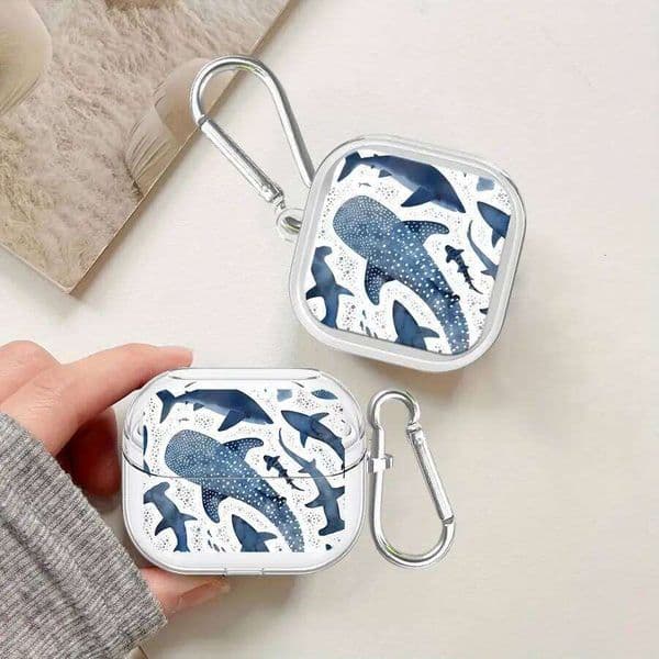 Case For Galaxy Buds 3 FE Live 2 4 Pro 4Pro 2Pro 3Pro Clear Earphone Cases Cover With Hook Whale Pattern 26W0505