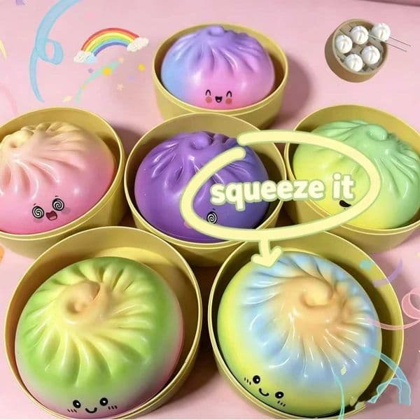 New Dumpling Pressure Dumpling Squishies Cute Colorful Bun Toy Slow Rising Stress Relief Fidget Toy for Adults Anti-Anxiety GifT260505