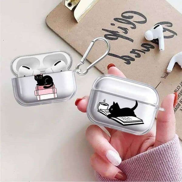 Cute Cartoon Cat Book Case For Airpods 4 2 1 Pro2 Pro 3 Pro3 Clear Earphone Cases Cover 26W0505