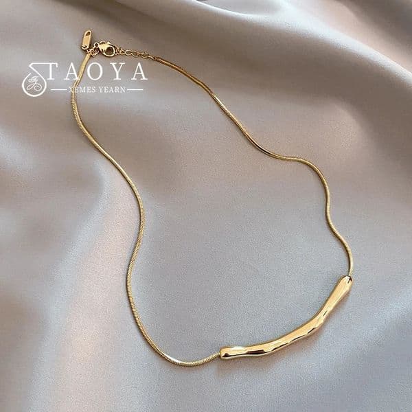 European and American Fashion Simple Stainless steel Gold Color Collarbone Chain For Womens Fashion Short Necklaces Jewelry260429