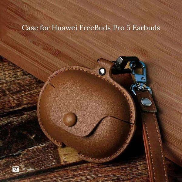 High-Quality Leather Case for FreeBuds Pro 5 Earbuds Shockproof Protective Soft Skin-friendly Touch Cover with Strap 26W0505
