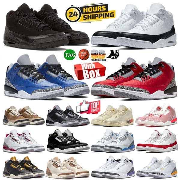 With Box 3 Men women basketball shoes 3s Midnight Navy Green Glow White Cement Fire Red Pine Green Cardinal Racer Blue Dark Iris UNC Training sneakers casual shoes