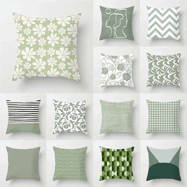Green Pillowcase Printed Cushion Cover Abstract Geometric Sofa Decoration 26L0505
