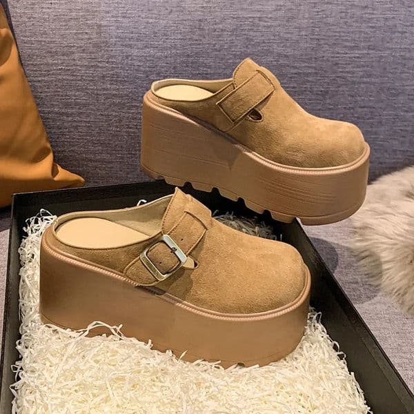 Women High Platform Slippers 7CM Wedges Bling Shoes Woman Outside Leather Casual Chunky Sneakers Summer Breathable Mesh Slippers 260430