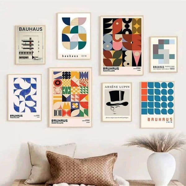 Abstract Bauhaus Canvas Painting Colorful Geometric Shapes Color Block Poster Print Picture Nordic Interior Wall Art Home Decor 26H0505