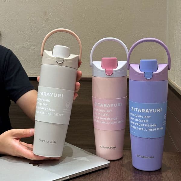 30oz Insulated Tumbler with Handle Dual Sip Lid 900ml Stainless Steel Vacuum Cup Leak-Proof Ice Master Mug for Car Wholesale 10 Colors