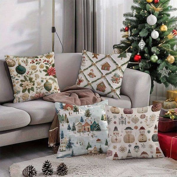 Pillow Case Festive Floral & Christmas Pattern PillowcaseSuitable for sofa car bedroom decorative cushion pillow cover 26L0505