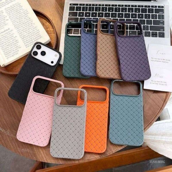 Luxury Weave Pattern Phone Case For iPhone 17 Air 16 15 Plus 14 13 12 Pro Max Braided Textured Breathable Shockproof Back Cover 26L0505