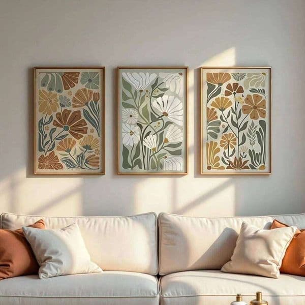 3pcs Modern Abstract Floral Art Prints, Unframed Bohemian Botanical Canvas Wall Posters for Living Room Decortions 26Y0505