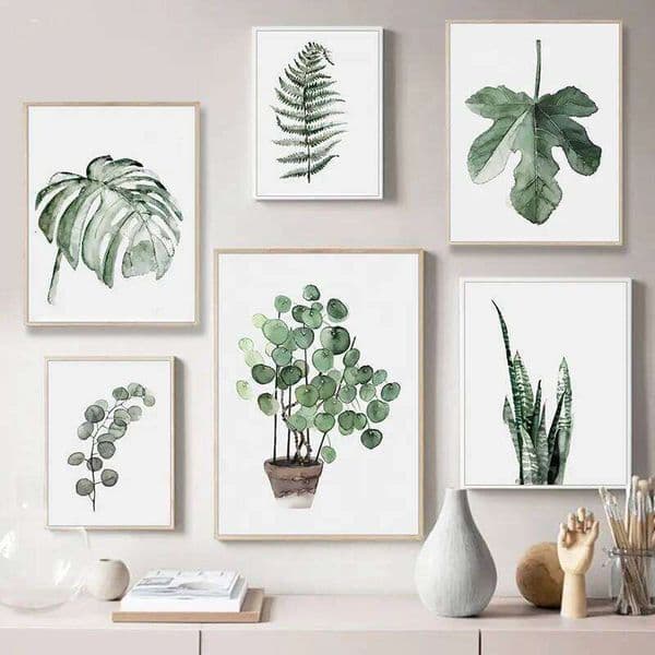Simple Green Plant Leaves Canvas Art Painting Print Modern Wall Decorative Posters for Living Room Bedroom Home Decor Picture 26H0505