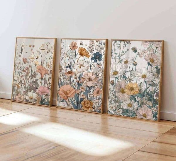 3pcs Boho Botanical Posters, Frameless Modern Colourful Floral Wall Art for Living Room and Bedroom Nature Decor 26Y0505