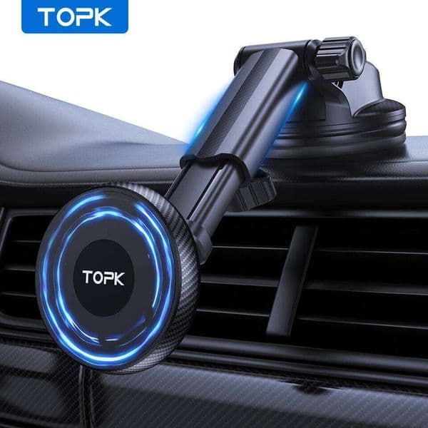 TOPK Mag-Safe Holder Magnetic Phone Car Mount for Windshield and Dashboard Strong Suction Magnet Adjustable Long Arm