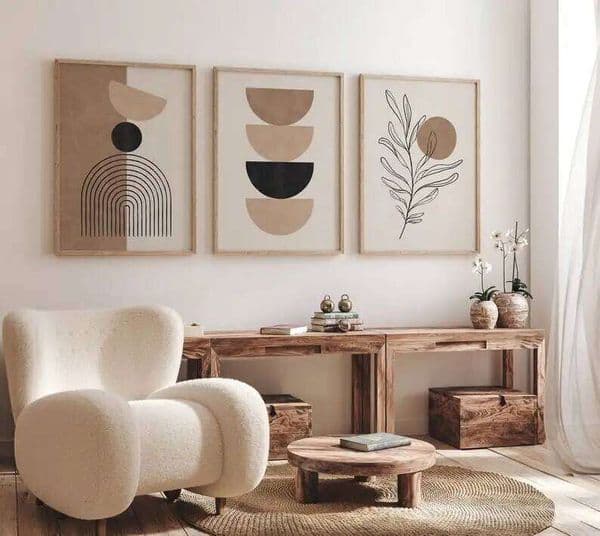 3pcs Neutral Beige Black Line Arch Geometric Canvas Print Mid-century Modern Bohemian Flowers Wall Art Poster for Home Decor 26Y0505