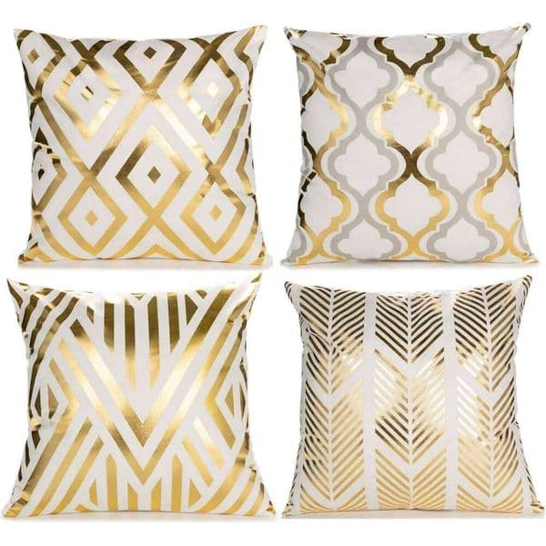 Pillow Case Glamorous Gold Geometric Pattern PillowcasesLiving sofa cushion cover, soft and comfortable, bedroom room decoration 26L0505