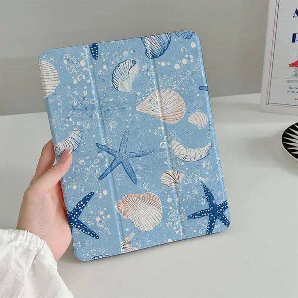 For Pro 2024 11 inch 2025 Air 5/4 10.9 iPad 10 9.7 10.2/10.5 mini 6/5 Cover Cute Starfish Tablet Case with Pen Holder 26Y0505