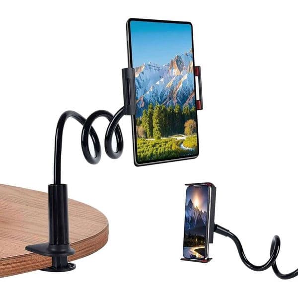 Lazy Bracket Gooseneck Tablet Holder Bed, 360 Flexible Long Arm Adjustable Tablets Stand Clamp for Desk Phone Mount