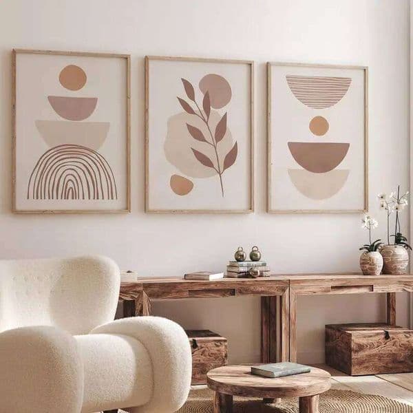1/3pcs Bohemian Neutral Beige Abstract Line Canvas Print Mid-century Flowers Plants Wall Art Poster for Modern Home Decor 26Y0505