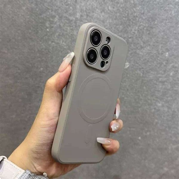 Genuine liquid silicone charging phone case for iPhone 16 15 14 13 12 11 Pro Max Plus Mini Titanium gray soft back cover 26L0505