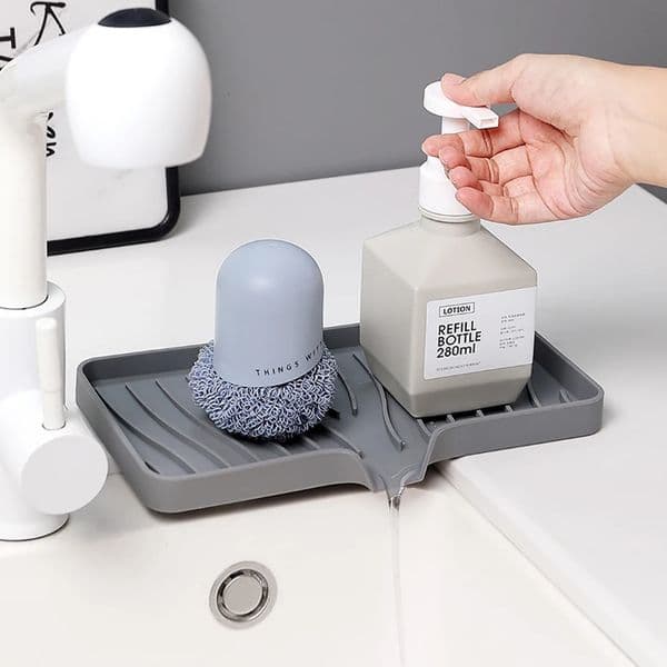 Self Draining Soap Bar Holder Silicone Kitchen Sink Dish Sponge Tray Counter Caddy Organizer for Dispenser 260430
