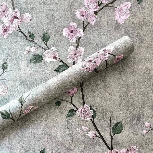 Floral Grey Peel And Stick Wallpaper Flower Self Adhesive Roll Waterproof Removable Contact Paper Furniture Table Renovate Decor