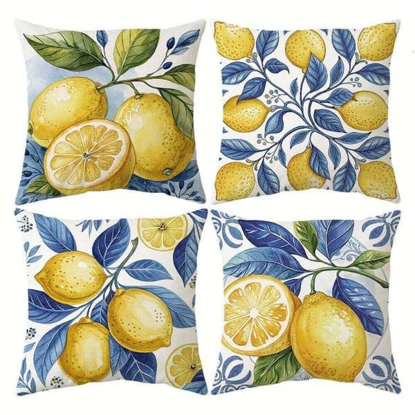 Pillow Case Blue - toned Watercolor Lemon Pillow CoversLiving sofa cushion cover, soft and comfortable, bedroom room decoration 26L0505