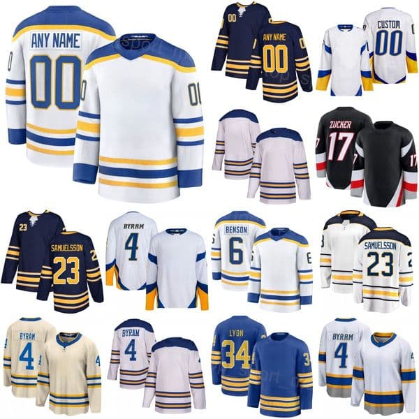 Stitch Hockey 17 Jason Zucker Jerseys 2026-27 Team 6 Zach Benson 4 Bowen Byram 34 Alex Lyon 23 Mattias Samuelsson 19 Peyton Krebs Beck Malenstyn Classic Men Lady Kids
