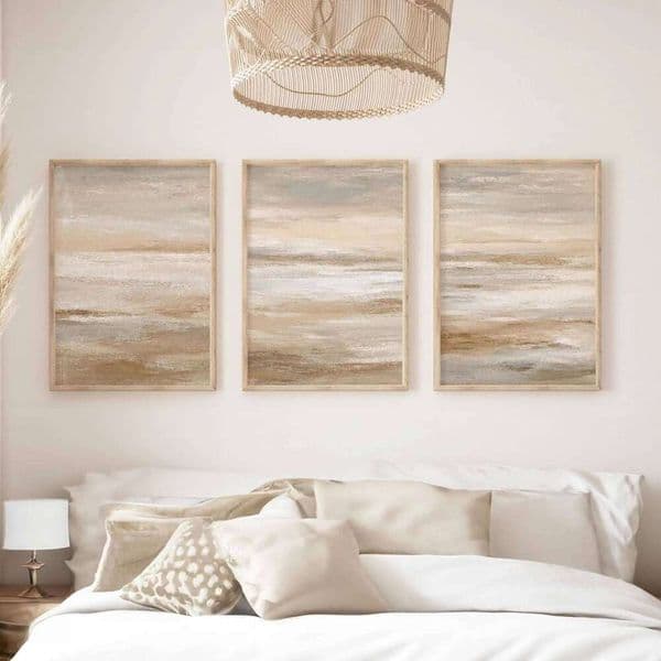 Print Set Cream Beige Bedroom Stylish Minimal Abstract Prints Living Room Wall Art Neutral Decor 26L0505