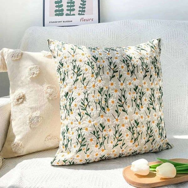Pillow Case 45x45CM Embroidered Floral Case Decor Home Light Luxury Sweet Pillow Cushion Cover Throw Square Funda Cogines De 26L0505