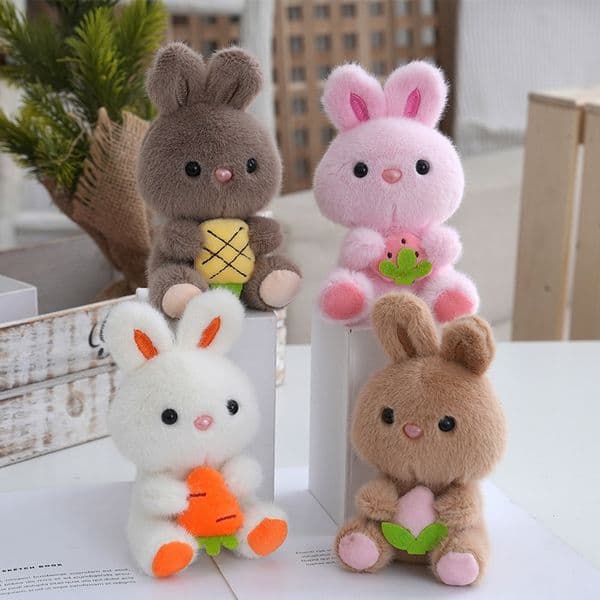 Cute Stuffed Bunny Keychain Plushie Bag Charm Key Ring Ornament Decoration Accessory for Backpacks and Bags