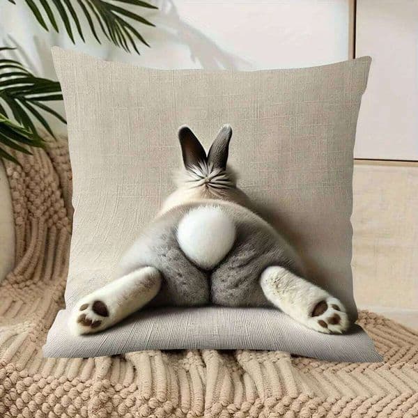 Pillow Case Cute Bunny Butt Design Pillowcase: Add a Whimsical Touch to Your Home! Sofa cushion cover, home decoration, 2D printing 26L0505