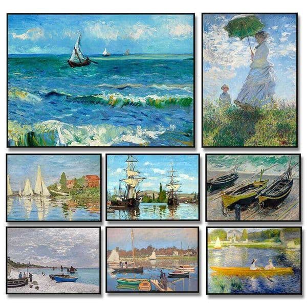 Famous Claude Monet Artwork Canvas Painting Ship Boat Sea Landscape Posters Prints Wall Art Picture Room Home Decor Cuadros 26Y0505