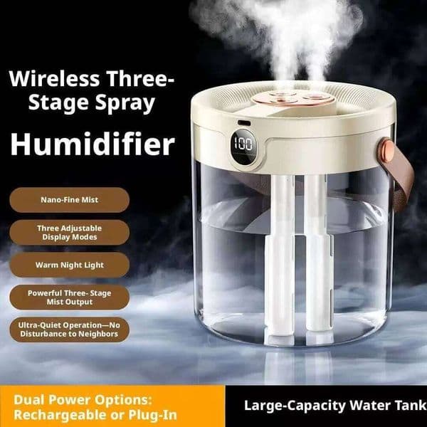 3-Mist Humidifier for Home Bedroom Silent Mist Volume Large Capacity Air Purifying Portable Sprayer Office Desktop