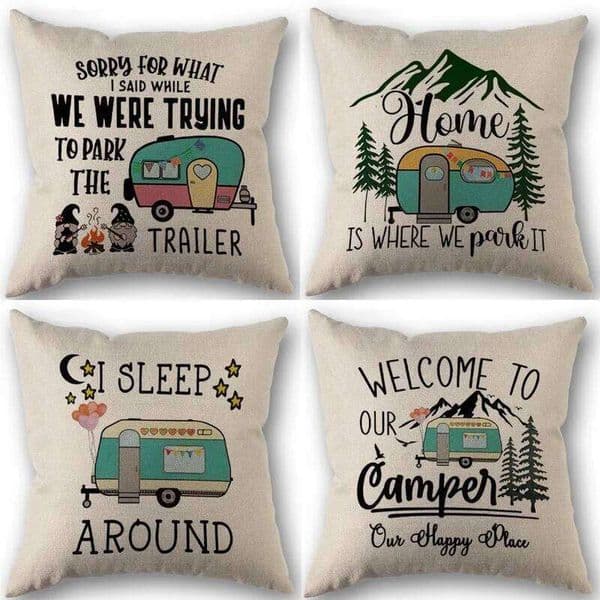 Pillow Case Cushion Cover Camper Cotton Linen Fabric Square Zipper Pillowcase 45X45cm Wedding Decorative Pillow cover 26L0505